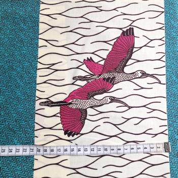 Preview: Afrikanischer Wax Print Stoff Baumwolle PINK BIRD